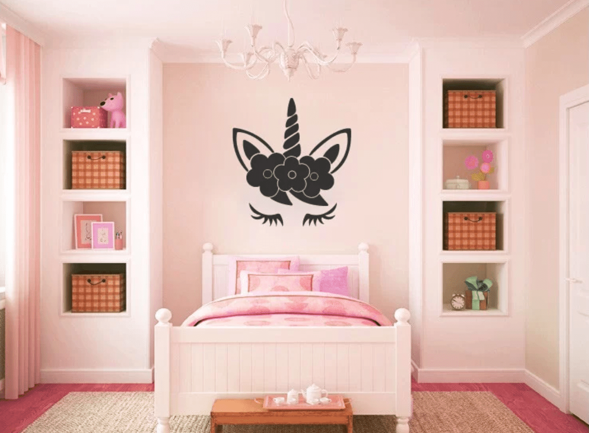 Zoomie Kids Hogue Unicorn Face Sleeping Vinyl Wall  Decal 